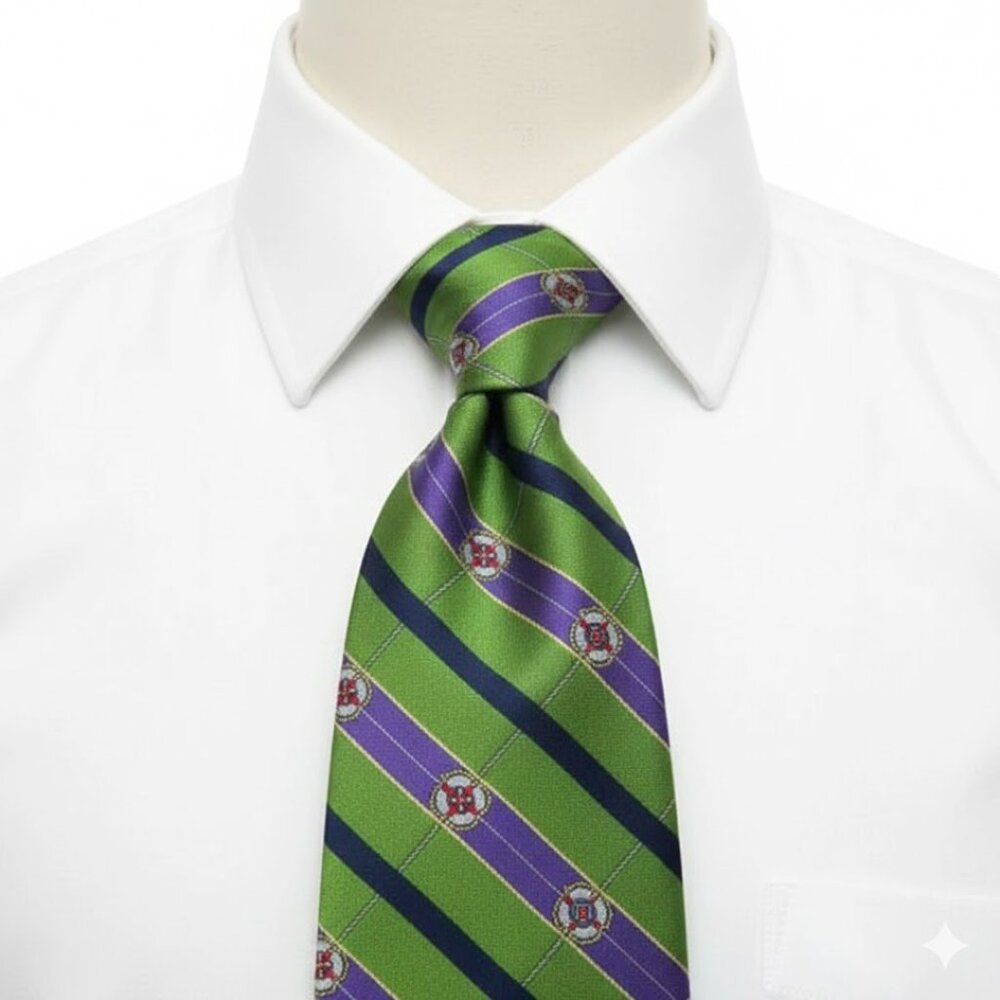Tommy Hilfiger Silk Tie Striped Green Purple Vintage 90's